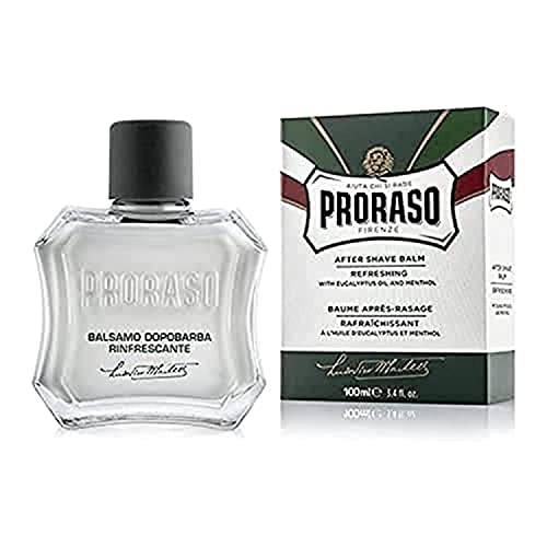 Proraso After Shave Balsam, 100 ml, erfrischendes Aftershave ohne Alkohol mit Eukalyptusöl und Menthol belebt die Haut, Made in Italy, Weiß