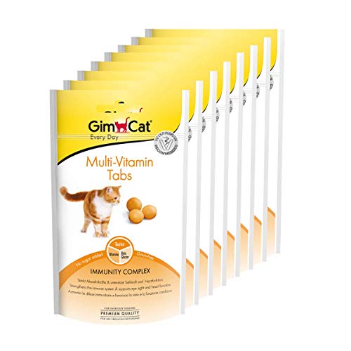 GimCat Multi-Vitamin Tabs - Funktionaler Katzensnack unterstützt Immunsystem, Herz und Augen - 8er Pack (8 x 40 g)