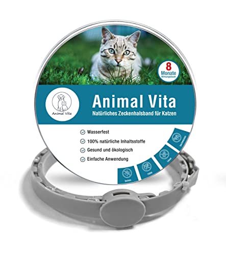 Animal Vita® Premium Katzen Zeckenhalsband [100% natürliche Inhaltsstoffe] - effektiver Schutz vor Ungeziefer - Flohhalsband, wasserfest, zuverlässiger Schutz vor Zecken und Ungeziefern