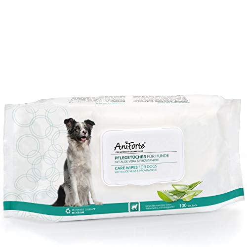 AniForte Pflegetücher für Hunde 100 Stück - XXL desodorierende Reinigungstücher mit Frischeverschluss, hypoallergen, mild, reißfest, natürliche Reinigung, Dog Wipes
