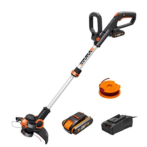 WORX WG163E Akku-Rasentrimmer und Kantenschneider Powershare 20V Li-Ion (inkl. 2X 2Ah Akkus und Ladegerät ), 30 cm Schnittdurchmesser