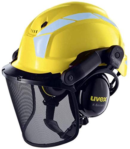Uvex Pheos Forestry - Forsthelm mit Gehör- und Gesichtsschutz - SNR: 30dB, Farbe:Gelb