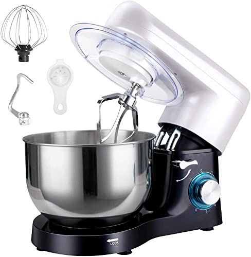 Küchenmaschine, Küchenmaschine Rührgerät,1500W,6-Gang-Teigmischer mit Kippkopf-5.5L Edelstahlschüssel,einschließlich Schläger,Teighaken,Schlagbesen und Spritzschutz