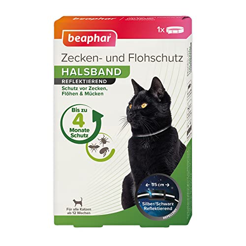 Zecken- & Flohschutz Halsband für Katzen | Zeckenschutz für Katzen | Reflektierendes Halsband gegen Zecken & Flöhe | Mit Sicherheitsverschluss | 1 Stk