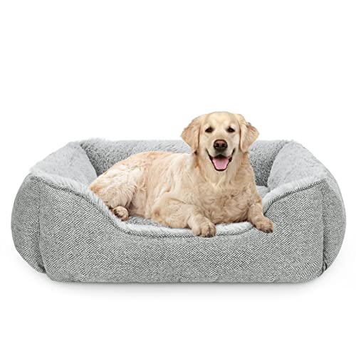 JOEJOY Hundebett Grosse Hunde, Hundekorb Flauschig, Hundebett Waschbar, rutschfest Hundebetten, Weich Bequem Plüsch Hundebett, Haustierbett für Grosse Hunde und Katzen, 89x64x23cm