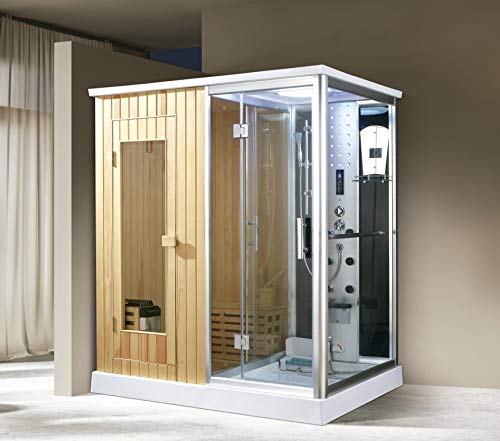 XXL Luxus LED Dampfdusche+Sauna-Kombi Set Sauna-Komplettdusche Duschtempel+Radio