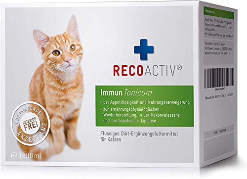 RECOACTIV Immun Tonicum für Katzen, 3 x 90 ml, Diät-Ergänzungsfuttermittel zur Immununterstützung und Vorbeugung bei Mangelerscheinungen, wirkungsvoller diätischer Appetitanreger
