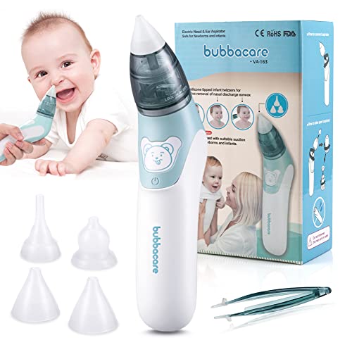 Nasensauger Baby, Elektrischer Nasenreiniger Ohrenschmalz-Entferner mit 4Größen wiederverwendbarem Rotzsauger für Neugeborene, Kleinkinder & Säuglinge