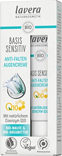 lavera Anti-Falten Augencreme Q10 - Augenpflege mit Malve & Sheabutter - Naturkosmetik - glättet Falten - steigert die Hautelastizität - sensitiv – intensive Feuchtigkeit - vegan - Bio (1 x 15 ml)