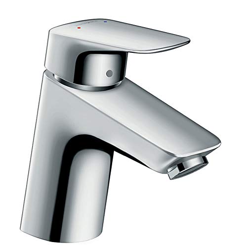 hansgrohe Waschtischarmatur Logis, Wasserhahn Bad mit Auslauf Höhe 70 mm, mit Zugstange, Badarmatur wassersparend, Chrom