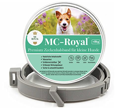 MC-Royal® Premium Zeckenhalsband für kleine Hunde - 100% natürliche Inhaltsstoffe - bis zu 8 Monate zuverlässiger Zeckenschutz