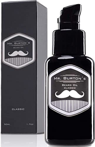 Bartöl Herren - Mr. Burton´s Beard Oil Made in Germany 50ml fördert gesundes Bart Wachstum classic Duft mit Arganöl Bart Öl für die Bartpflege