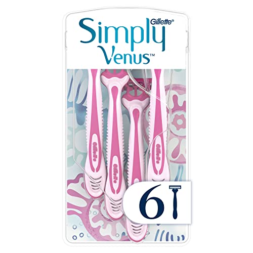 Gillette Simply Venus Einwegrasierer Damen, 6 Rasierer mit 3-fach Klinge