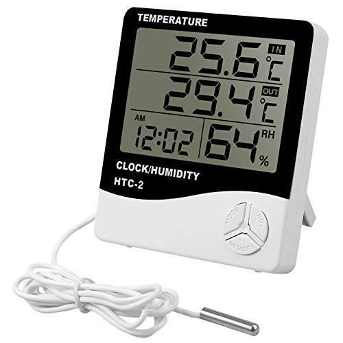 eSynic Digitales Thermometer für Aquarien, Hygrometer, Aquarium, Thermometer mit Wecker, großes LCD-Display, Temperatur-/Luftfeuchtigkeitstester, für Aquarien, Zuhause, Büro usw.
