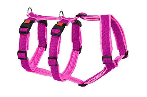 Greyhound Safe it™ Das Original Hundezubehör Hundesicherheitsgeschirr gepolstert - Panikgeschirr, 100% ausbruchssicher, 4 Größen, 10 x 10 Farbkombinationen, Grundfarbe PINK (L, Pink)