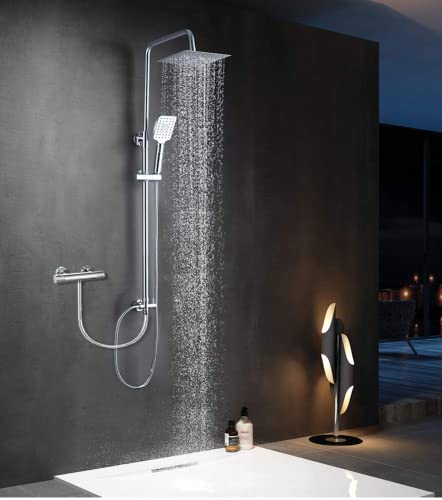 Duschsystem aus Edelstahl von ELBE, ohne Armatur, mit quadratischem Duschkopf 20cm