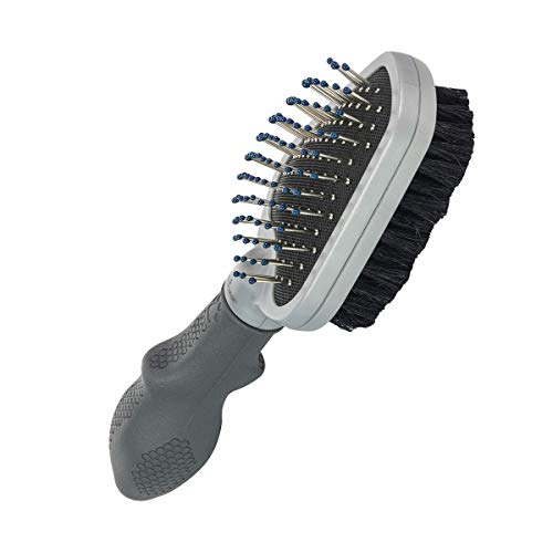 FURminator Doppelbürste für Hunde und Katzen - Fellpflege 2in1-Bürste zur Entfernung von Knoten, losen Haaren und Schmutz , Grau