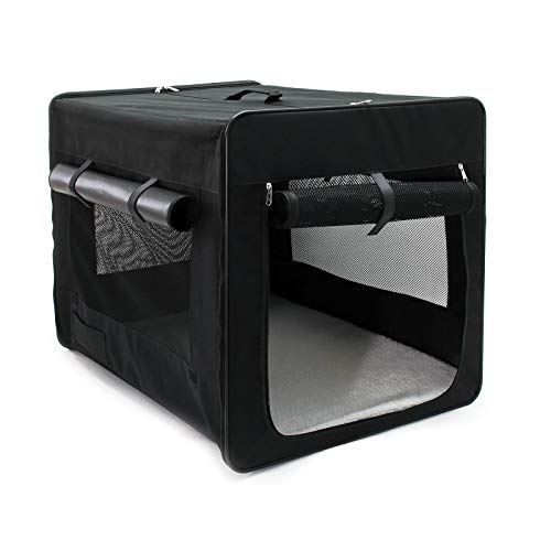 Wiltec Faltbare Transportbox für Haustiere, Größe L (76x56x61 cm), mit herausnehmbarem Einlagekissen