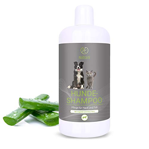Nutrani Hundeshampoo mit Arganöl und Aloe Vera – Pflegendes Hunde Shampoo für Sensible Haut und glänzendes Fell – pH-neutral, feuchtigkeitsspendend und rückfettend | 500 ml