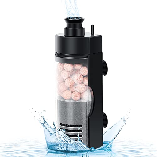 hygger Aquarium Innenfilter, Klein Aquarieninnenfilter, Aquarium Schildkröten Innenfilter, Tauchschaumfilter mit Gefilterten Keramikkugeln für die Zucht von Fry Betta Shrimp Tank 2-19L