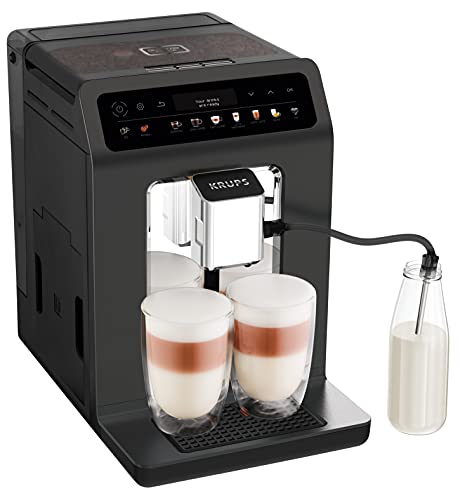 Krups EA895N Kaffeevollautomat Evidence One | One-Touch-Cappuccino | Doppel-Tassen-Funktion | 12 Getränkespezialitäten | Farbdisplay | 2,3L Wassertank | 1450 Watt, Meteor Graphit
