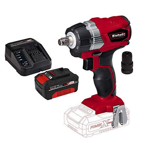 Einhell Schlagschrauber TE-CW 18 Li BL Power X-Change (Li-Ion, 18 V, 215 Nm, LED Licht, Kfz-geeignet, Bit-Adapter zum Schrauben, inkl. 4,0 Ah Akku und Ladegerät)