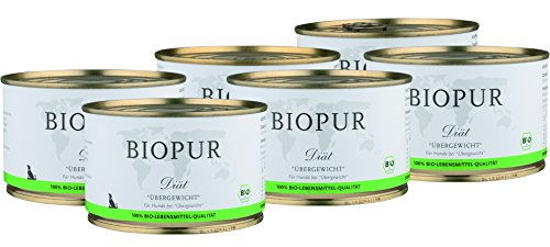 BIOPUR Bio Diät-Hundefutter bei Übergewicht für Hunde 6x400g