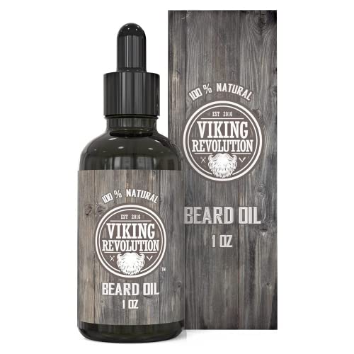 Viking Revolution Bart Öl-Conditioner - Natürliches, Unparfümiertes Argan- und Jojobaöl - Macht den Bart Weich, Schützt und Stärkt den Bartwuchs - Pflege für Bart und Schnurrbart, 1 Packung