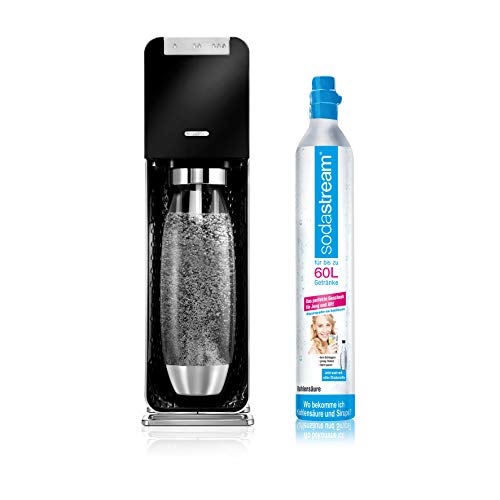 SodaStream POWER Elektronischer Wassersprudler, macht vollautomatisch aus Leitungswasser Sprudelwasser - ohne schleppen! mit 1 Zylinder und 1L PET Flasche (BPA frei); Farbe: schwarz