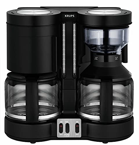 Krups KM8508 Doppel-Kaffeeautomat Duothek Plus | Kombiautomat | Kaffee und Tee | 2 x 10 Tassen | 2 unabhängige Brühsysteme | Schwarz