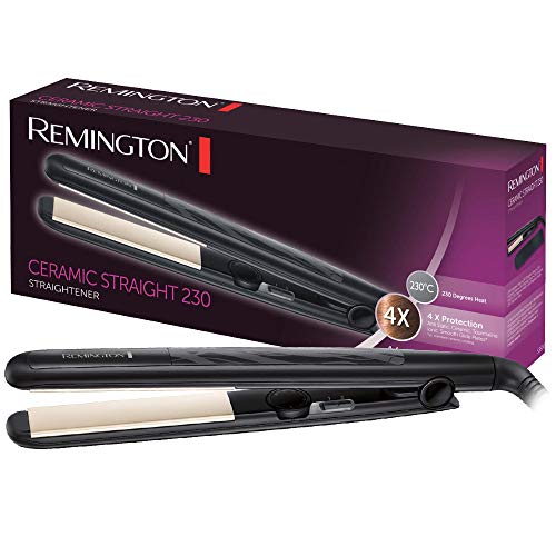 Remington Glätteisen Ceramic Straight (4-facher Schutz: antistatische Keramik-Turmalin-Beschichtung -gleichmäßige Wärmeverteilung, geringere statische Aufladung & seidiger Glanz) Haarglätter S3500