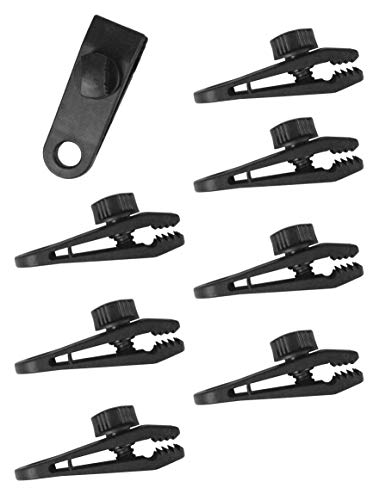 Windhager Planenclip, Halterung Spanner Befestigungsclip für Plane Zelt Gewebeplane Set 8 teilig, schwarz, 07010, 0.83 x 26 x 28 cm