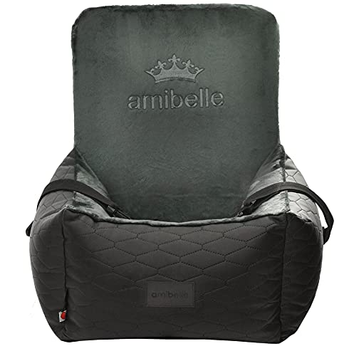 Luxuriös Hunde Auto Sitz | Autositz für Hunde, Rückbank, Vordersitz | Universal Waschbar Hundeautositz für Hunde und Katzen | Farbe: Schwarz | Kunstleder, Flauschig Plüsch | Große: 55 x 55 cm