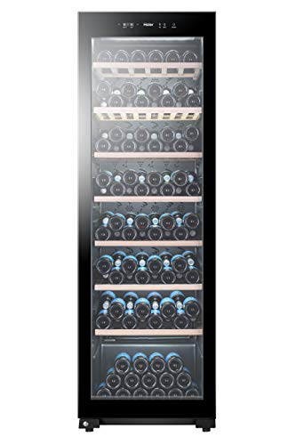 Haier WS171GA Weinkühlschrank / 171 Flaschen / 185 cm Höhe/Innenbeleuchtung/UV-Schutz/Anti-Vibrationskompressor, Black Glass