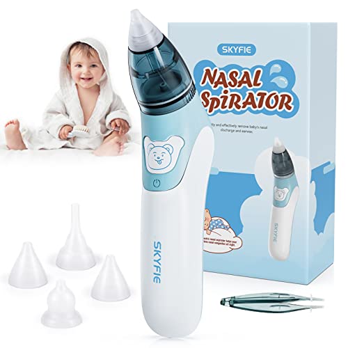 Baby Nasensauger, elektrischer Nasenreiniger & Ohrenschmalzentferner mit 4 wiederverwendbaren Rotzsaugdüsen für Neugeborene, Kleinkinder und Säuglinge