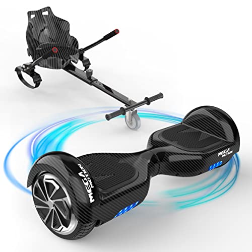MEGA MOTION Hoverboard mit Kart, Hoverboards mit Hoverkart, 6,5 Zoll Hoverboard für Kinder, mit Bluetooth-Lautsprecher und LED-Leuchten,Geschenk für Kinder