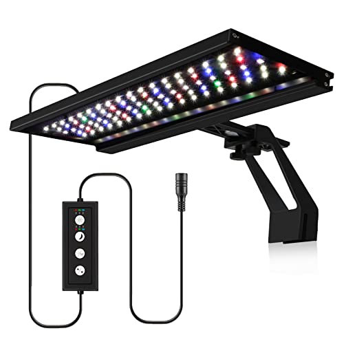 HORXFLIG 18W 45 cm Clip-on LED Aquariumbeleuchtung, 24/7 Tageslicht Timer Mondlicht Timer, Einstellbare Helligkeit Aquarium LED Licht mit 9 Farben, für Pflanzenbeleuchtung, Süßwasseraquarien