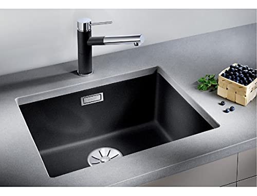 BLANCO SUBLINE 500-U – Granitspüle für die Küche für 60 cm breite Unterschränke – Unterbau – aus SILGRANIT – Schwarz – 525995