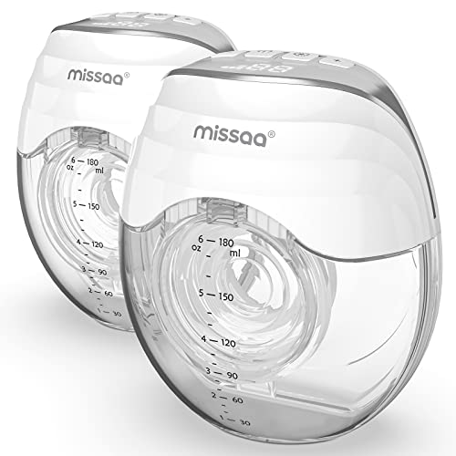 MISSAA Milchpumpe Elektrisch Tragbar, Ultradünn, Milchpumpe elektrisch doppel, LED-Display, Freihändige Milchpumpe, 3 Modi und 8 Stufen für Schmerzloses & Hocheffizientes Abpumpen (01.Weiß)