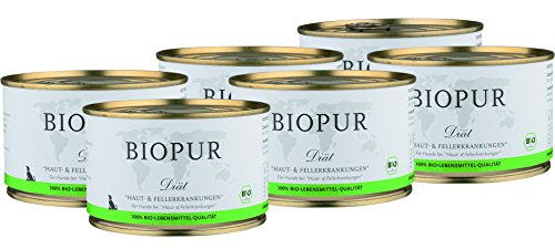 BIOPUR Bio Diät-Hundefutter bei Haut- & Fellerkrankungen für Hunde 6x400g