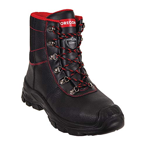 Oregon Sarawak Klasse 1 Kettensägen-Schnittschutzstiefel aus Leder, Stahlkappen, Sicherheits-Arbeitsstiefel, Größe 44