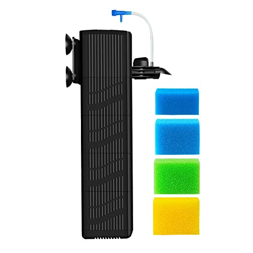 Weipro Aquarium-Filter, 18 W, interne Filterpumpe für Aquarien, Aquarium-Innenfilter mit 4 Stufen von Medien und starken Saugnäpfen