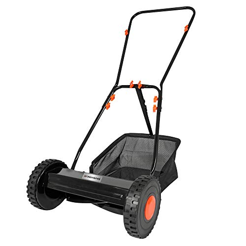 DELTAFOX Handrasenmäher - Spindelmäher mit Höhenverstellung - 350 mm Schnittbreite - 18 Liter Fangsack - Handbetrieb - manuell - geräuscharm - große Räder