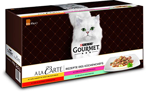 PURINA GOURMET A la Carte Katzenfutter nass, Sorten-Mix, 60er Pack (60 x 85g)