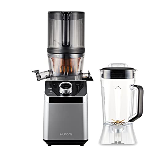 HUROM | Slow Juicer | Entsafter und Mixer | M100 | 2 in 1 | Doppelmotor | Smarte Benutzeroberfläche | Leicht zu Reinigen | 2L und 400ml | 200 Watt | BPA Frei