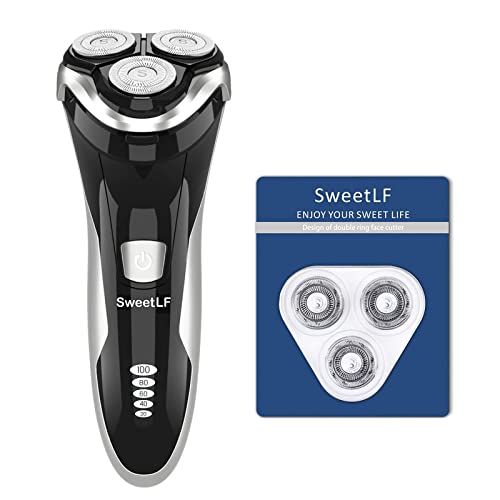 SweetLF Rasierer Herren Elektrischer, Rasierapparat mit Präzisionstrimmer Bartschneider Nass-Trockenrasierer Elektrorasierer IPX7 & LED Energieanzeige (Verschenken Sie 3 zusätzliche Rasierklingen)