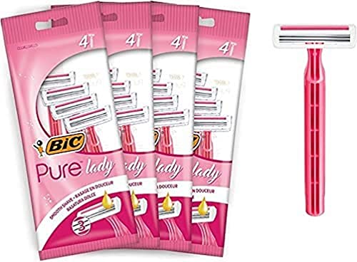 BIC Pure Lady Rasierer Damen, 16 Einwegrasierer mit je 3 Klingen, mit Vitamin E & Shea Butter für eine sanfte Rasur