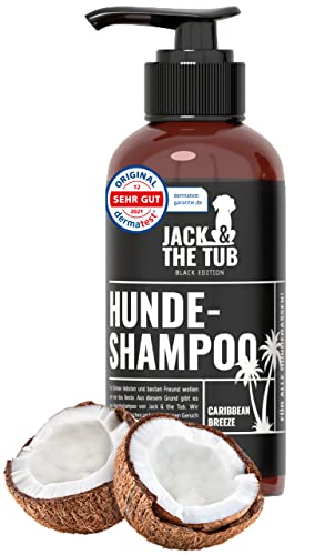 Jack & the Tub Hundeshampoo 500ml Caribbean Breeze - Black Edition, Hunde Shampoo mit Conditioner und frischem Kokos Duft