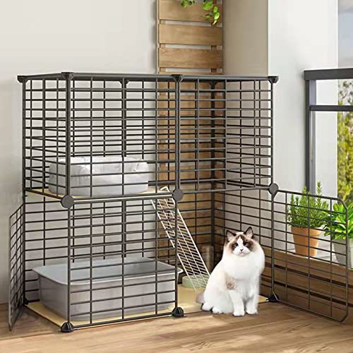 BIENKA Haustierkäfige for Katzen Katzenlaufstall Katzenstall Katzenkäfig Indoor DIY Haustiere Laufstall Frettchenkäfig Chinchillakäfig Katzenkäfig mit Leiter Hängematte (Size : 75cm*39cm*73cm - C)