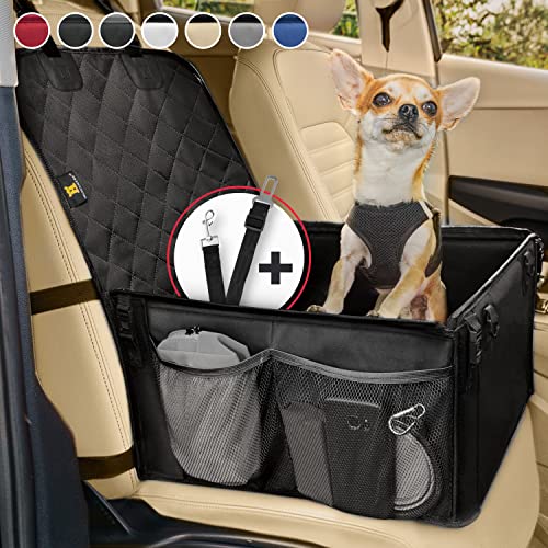 HELDENWERK Hunde Autositz für kleine & mittlere Hunde inkl. Sicherheitsgurt - Auto Hundesitz wasserfest & stabil für Rückbank und Vordersitz - Hundeautositz, Hund Beifahrersitz, Autositz für Hunde
